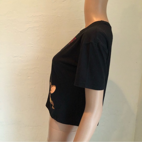 Tom And Jerry Black Graphic Cropped T-Shirt Juniors Size L (11-13) Short Sleeves - Picture 3 of 15